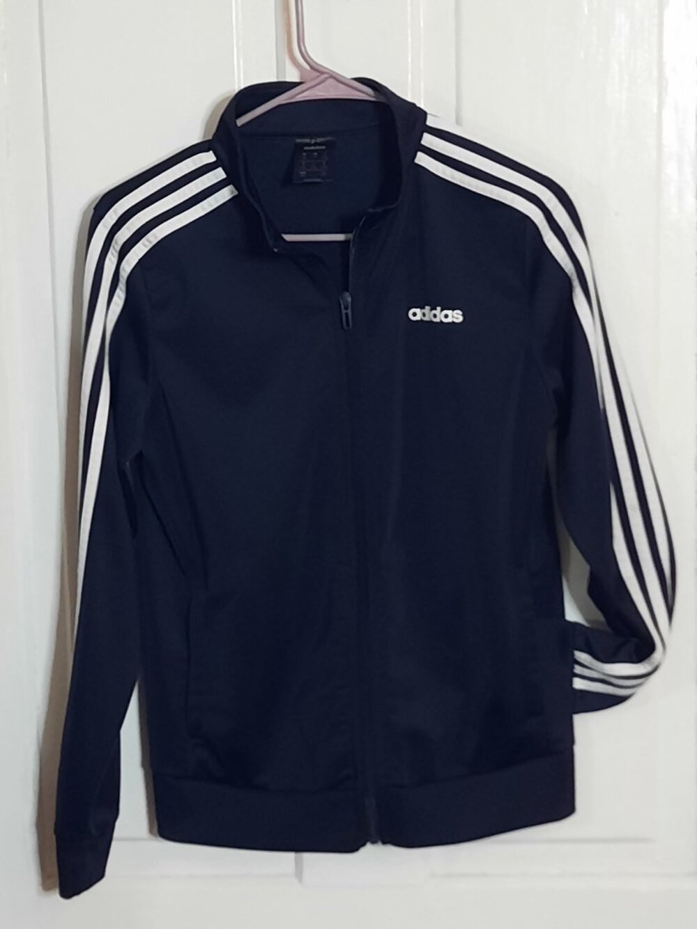 Adidas Originals Style 3 Stripe Track Jacket Navy White Size M Full Zip Tricot